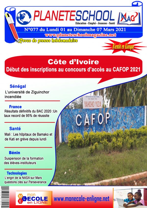 REVUE DE PRESSE N°77 DU 01 au 07-03-21